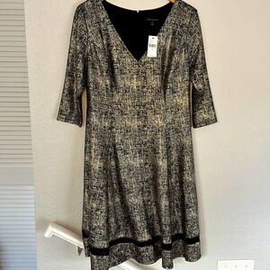 NEW Lane Bryant Gold Metallic Black Party Dress 14/16